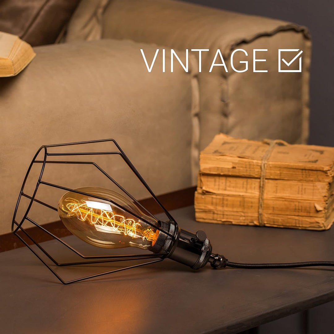 Amarcords - Textilkabel für Lampen SCHWARZ, rund, Seide, 3 Meter, mit Erdung 3x0,75 - Stoffkabel mit