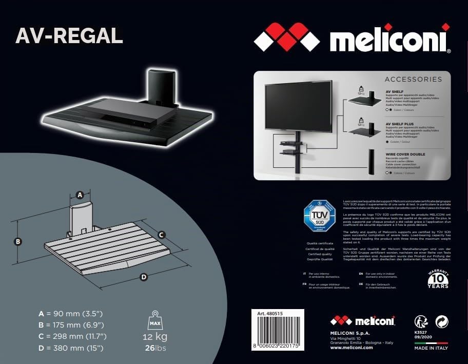 Meliconi TV-Halterung Ripiano Av Shelf Nero