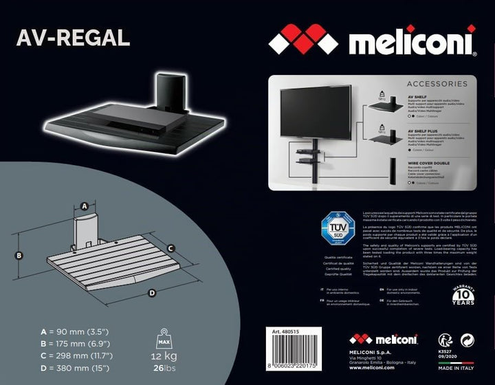 Meliconi TV-Halterung Ripiano Av Shelf Nero