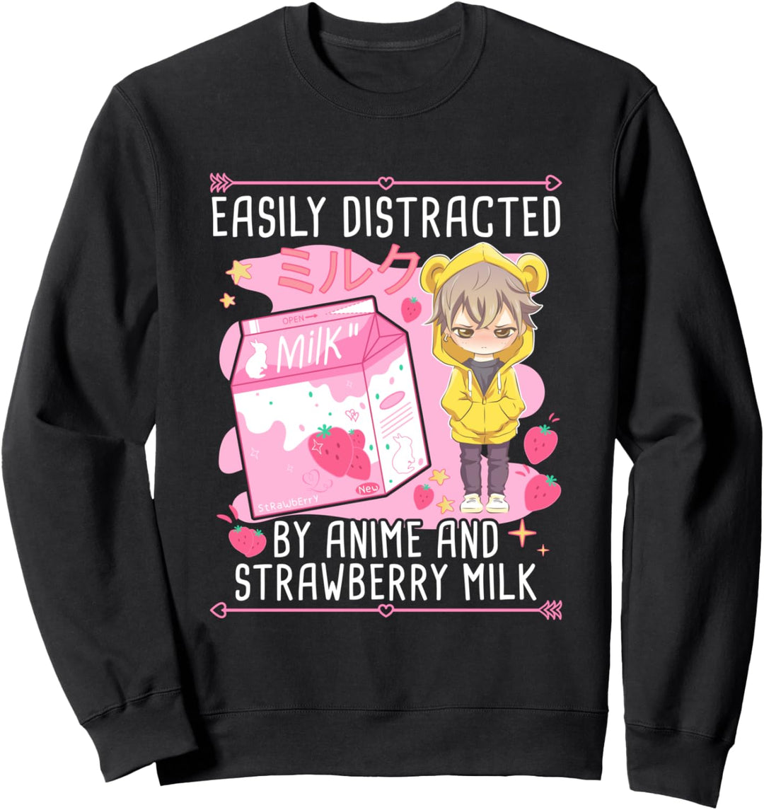 Lustiger Retro 90s Japan Kawaii Erdbeermilchshake Karton Sweatshirt