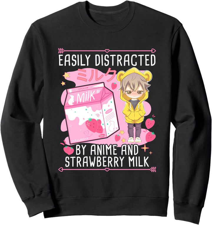 Lustiger Retro 90s Japan Kawaii Erdbeermilchshake Karton Sweatshirt