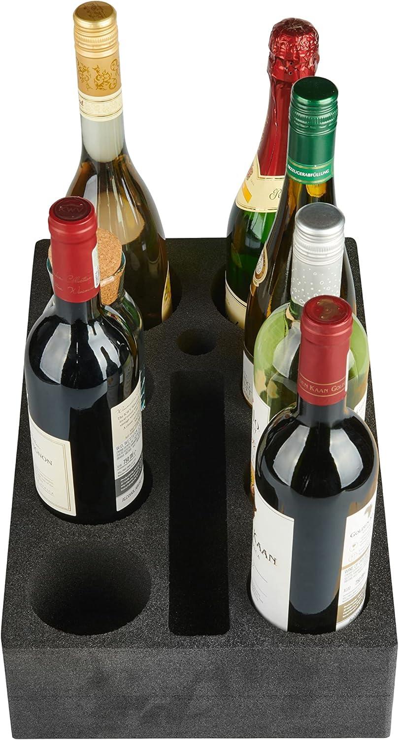 SCHAUMEX® Flaschenhalter aus Schaumstoff – Platz für 8 Flaschen/Getränke – Spezialschaumstoff für Ca