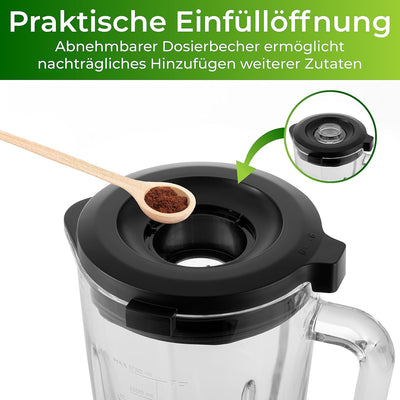 KLAMER Standmixer, 1,75 L Glasbehälter, Elektrischer Mixer mit 1400 Watt, Smoothie Maker mit 22.000