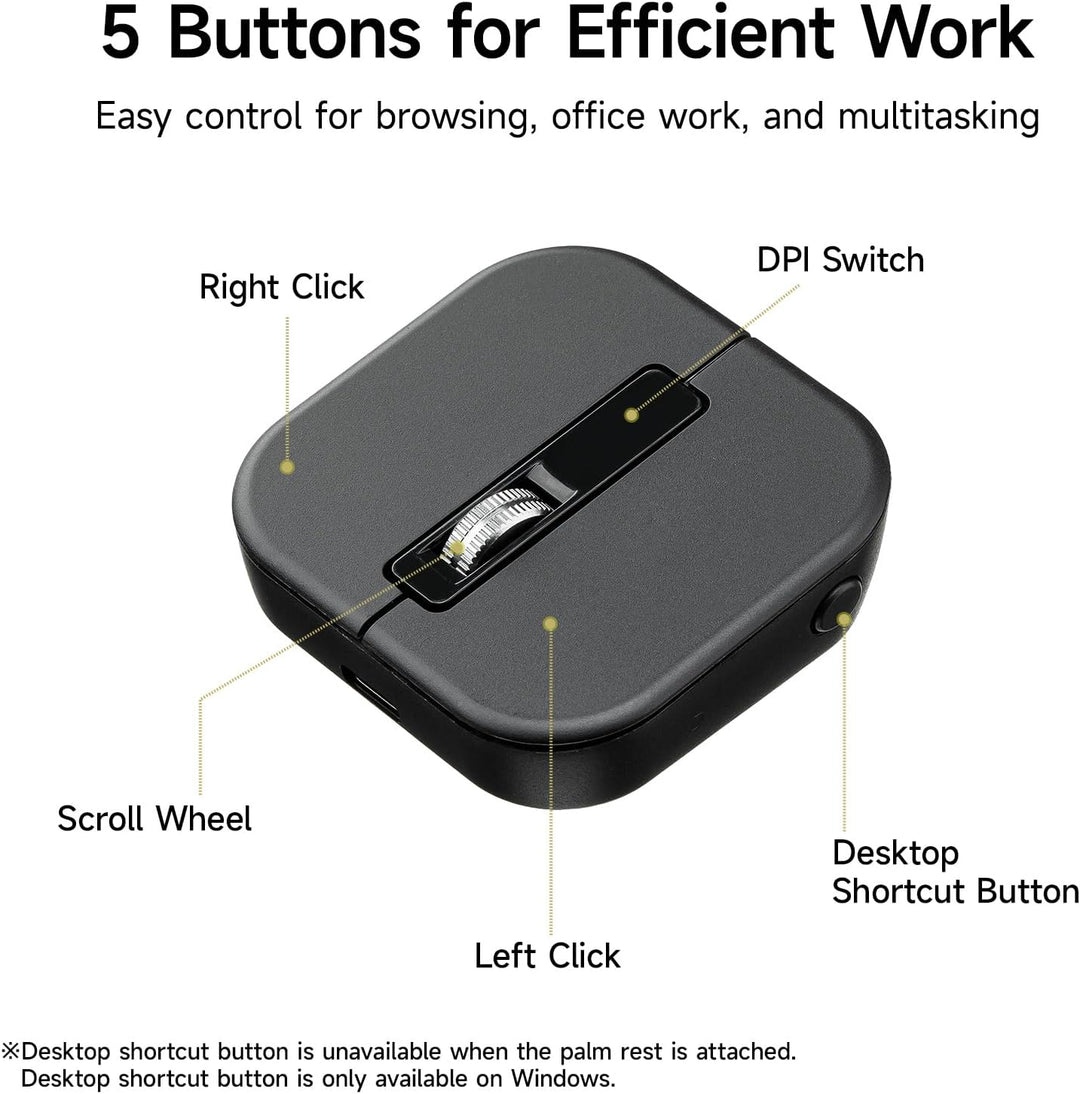 SANWA Mini Maus Kabellos, 2-in-1 Reisemaus mit Handballenauflage, Bluetooth 5.4 + 2,4G Funkmaus für