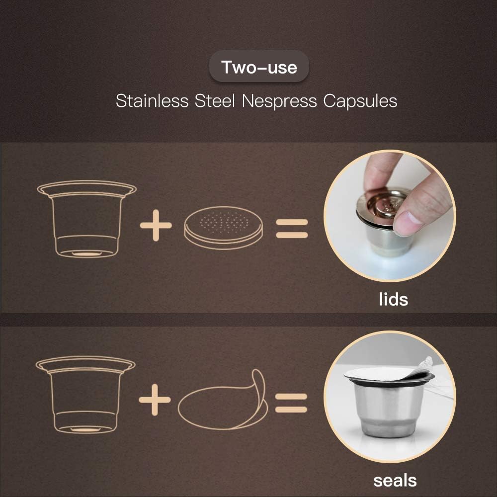 i Cafilas Wiederbefüllbaren Espresso Kaffeekapsel aus Edelstahl zum Nachfüllen - Wiederverwendbare R