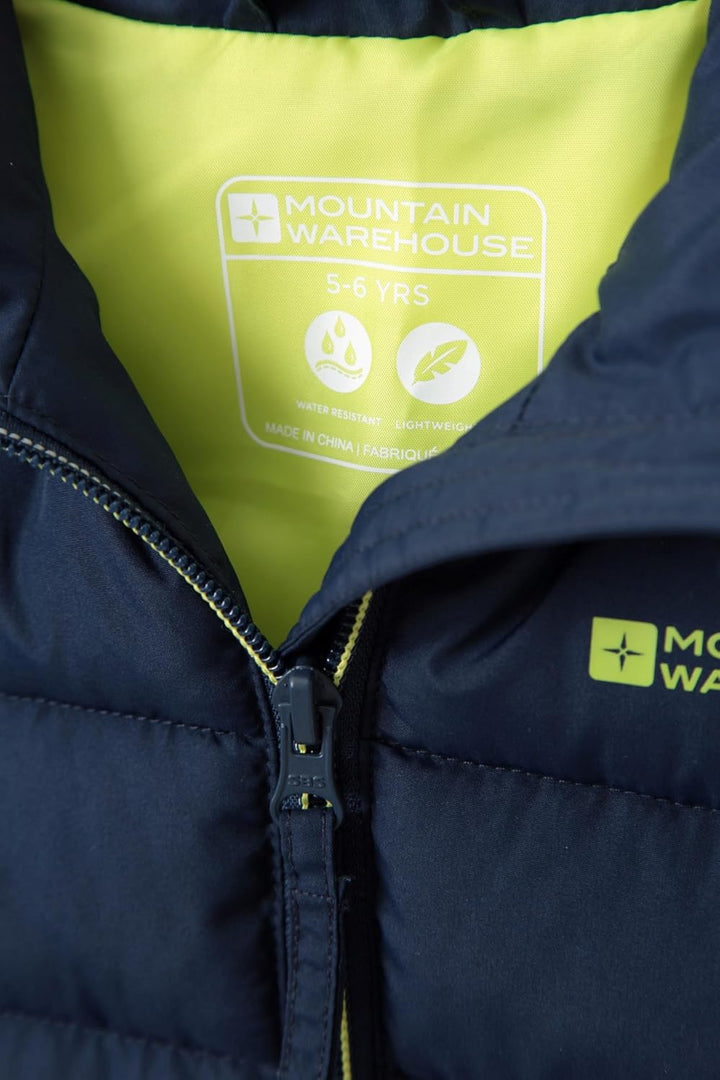 Mountain Warehouse Gepolsterte Kinder-Weste von Rocko - wasserabweisend, Mikrofaserweste, 2 Vorderta