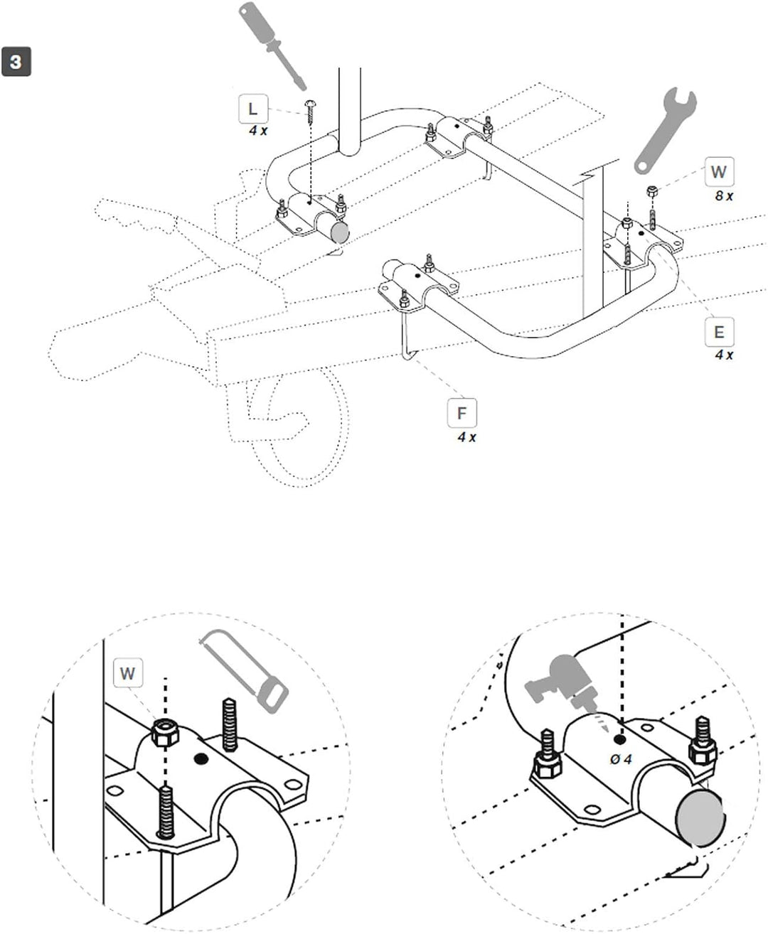 Fahrradträger für Deichsel Wohnwagen | abklappbar | Bike Träger XL ALU | für 2 Fahrräder e Bike bis