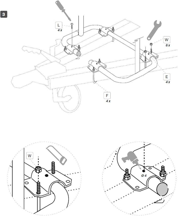 Fahrradträger für Deichsel Wohnwagen | abklappbar | Bike Träger XL ALU | für 2 Fahrräder e Bike bis
