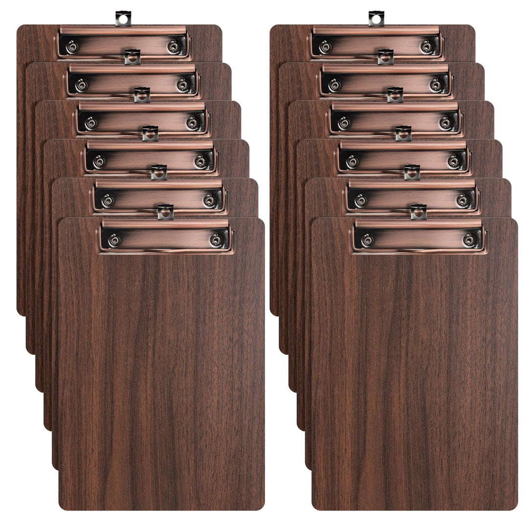 Klemmbrett A5,12 Stück Holz Klemmbretter mit Metalklemme,Schreibbrett Schreibplatte Clipboard A5-12P