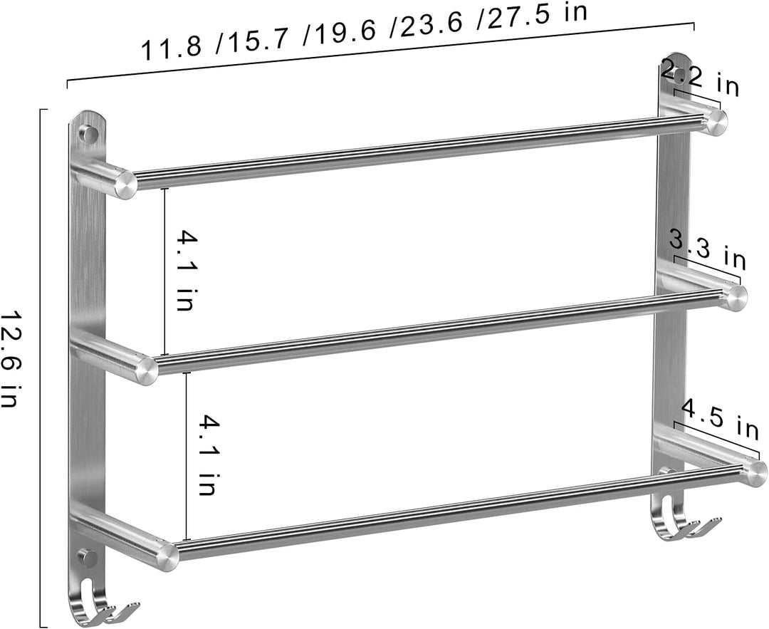 Handtuchhalter Bad 3 Tier ohne Bohren Wandmontage 304 Edelstahl Gebürstet Badetuchhalter 80cm, Stabi