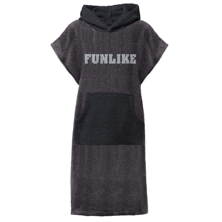 CelinaTex Funlike Poncho mittel 65 x 100 cm anthrazit schwarz Baumwolle Badeponcho Frottee Surfponch