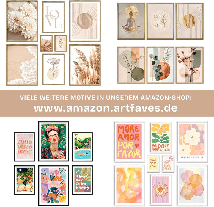 ARTFAVES® Poster Set - WINE TIME | Wanddeko Wohnzimmer & Küche & Esszimmer | 8 moderne Wandbilder |