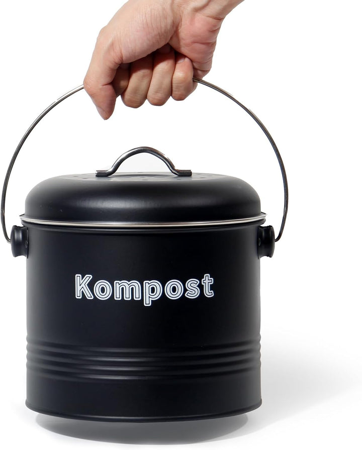 Theo&Cleo Biomülleimer Küche 3,5 L, Bio Mülleimer Geruchsdicht mit Aktivkohlefiltern, Komposteimer M