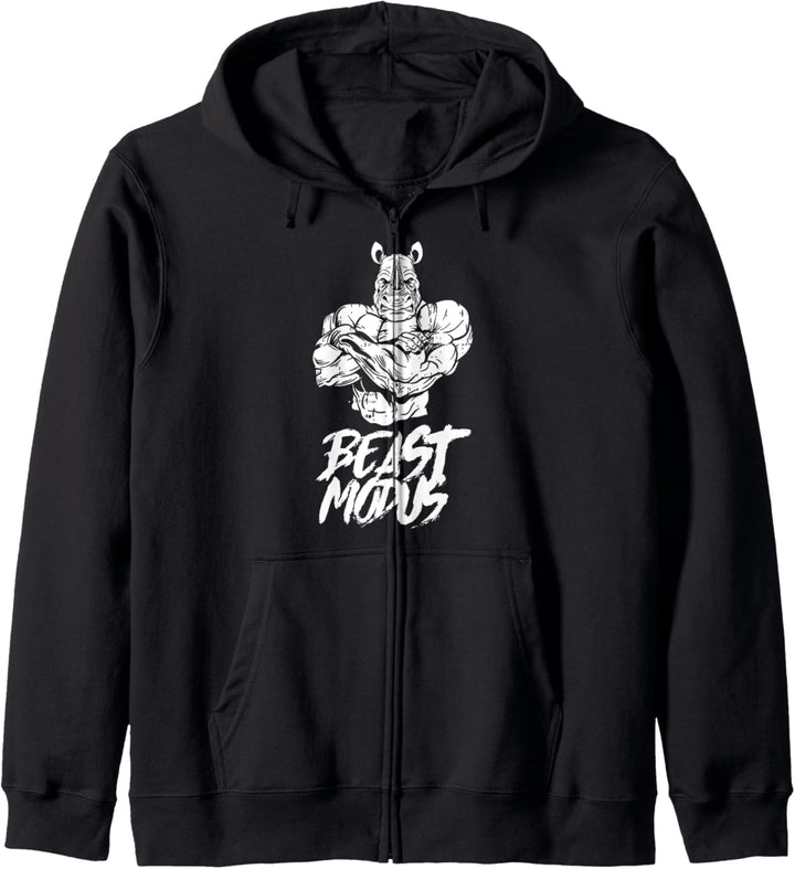 Beastmodus Nashorn Bodybuilding Gym Bodybuilder Geschenk Kapuzenjacke