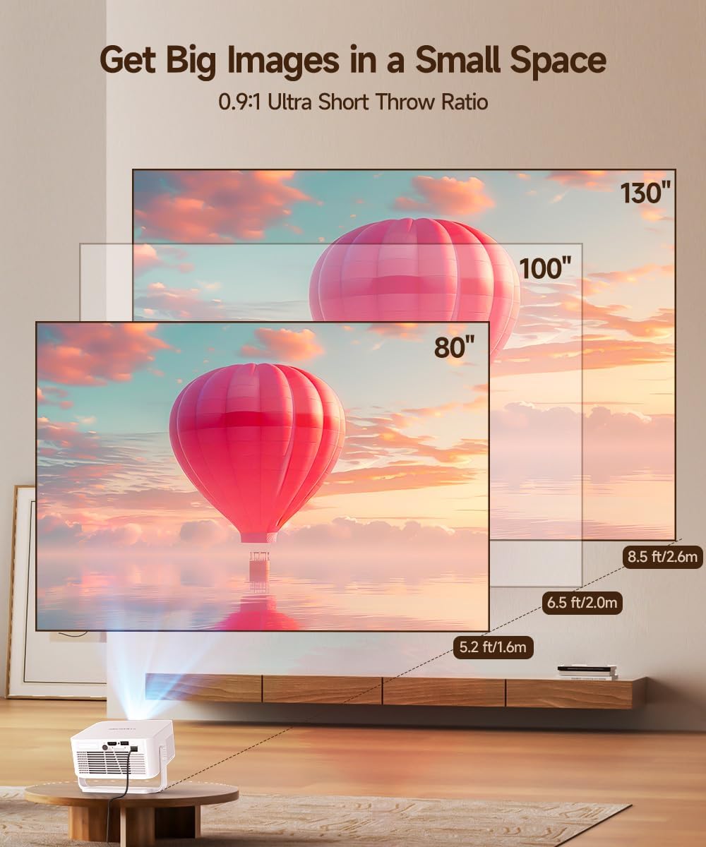 Magcubic Beamer Android 14,HY300max Mini Beamer 4K &amp; 8K mit Dualband WiFi 6 BT 5.4, 260 ANSI unterst