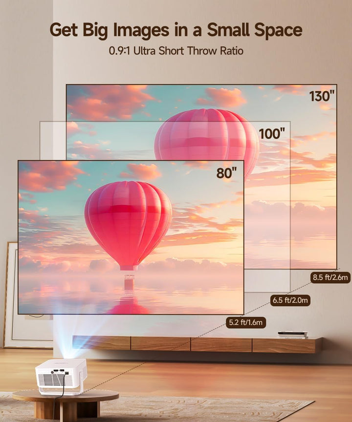 Magcubic Beamer Android 14,HY300max Mini Beamer 4K &amp; 8K mit Dualband WiFi 6 BT 5.4, 260 ANSI unterst
