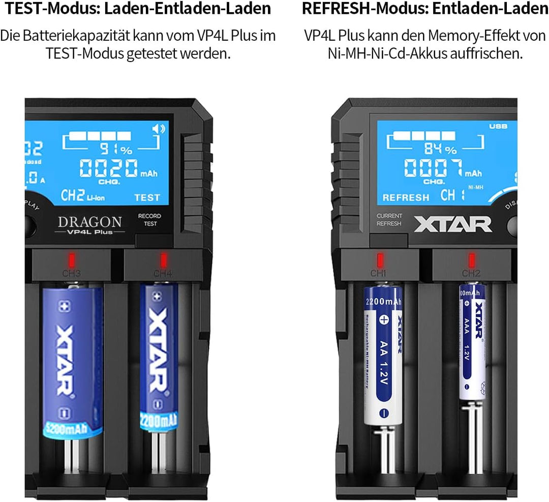 XTAR Dragon VP4L Plus Professional 18650 Kapazität Tester Universal 18650 Ladegerät für wiederauflad