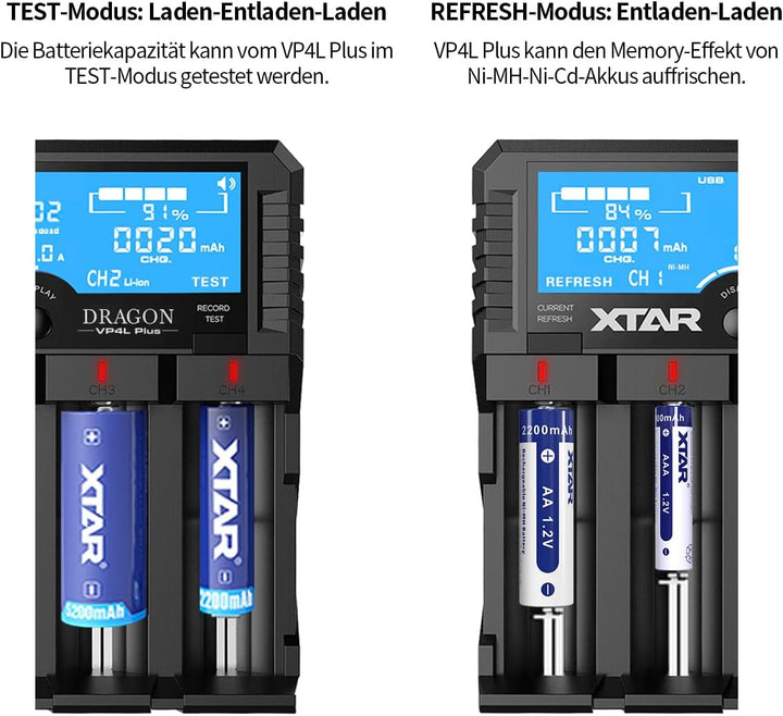 XTAR Dragon VP4L Plus Professional 18650 Kapazität Tester Universal 18650 Ladegerät für wiederauflad