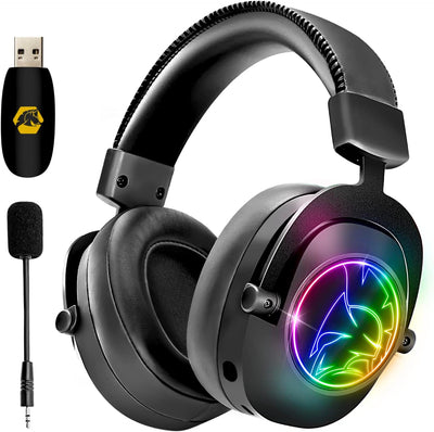 EMPIRE GAMING – WarCry P-W2 Wireless WiFi 2.4GHz Gaming-Headset RGB mit Abnehmbarer Mikrofon -PS5 /