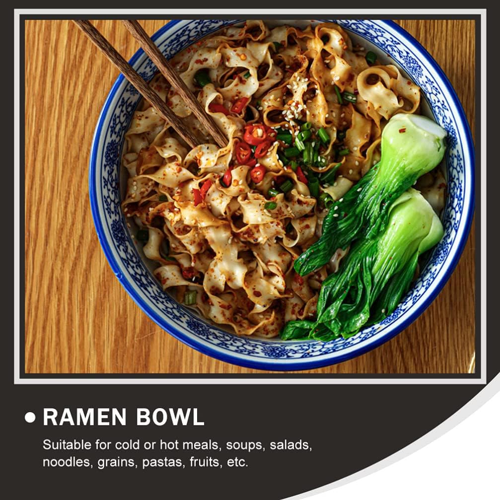 BESTonZON Keramik Suppensch¨¹ssel Nudelschale Asiatische Ramen Sch¨¹ssel Blau 7 Zoll Chinesische Sti