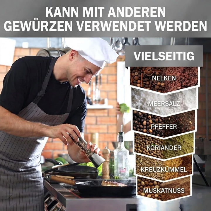 Hochwertiges Set aus Salzmühle und Pfeffermühle von HOME EC - Eistellbare Seesalzmühle & Pfeffermühl
