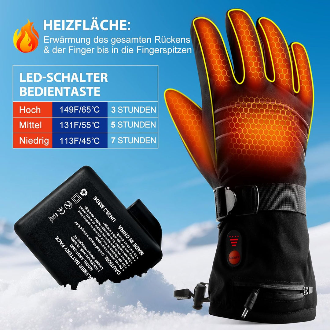 Beheizte Handschuhe für Männer oder Frauen, 7,4V 3200mAh Elektrische Batterie, Selbstheizende Handsc