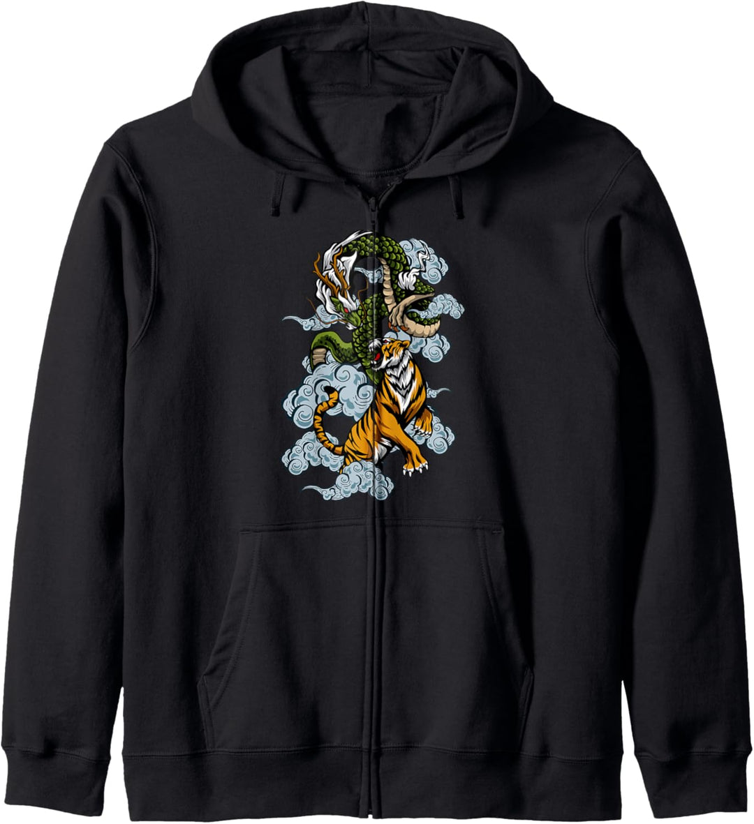 Dragon and Tiger Japanische Mythologie Japanische Grafikkunst Kapuzenjacke