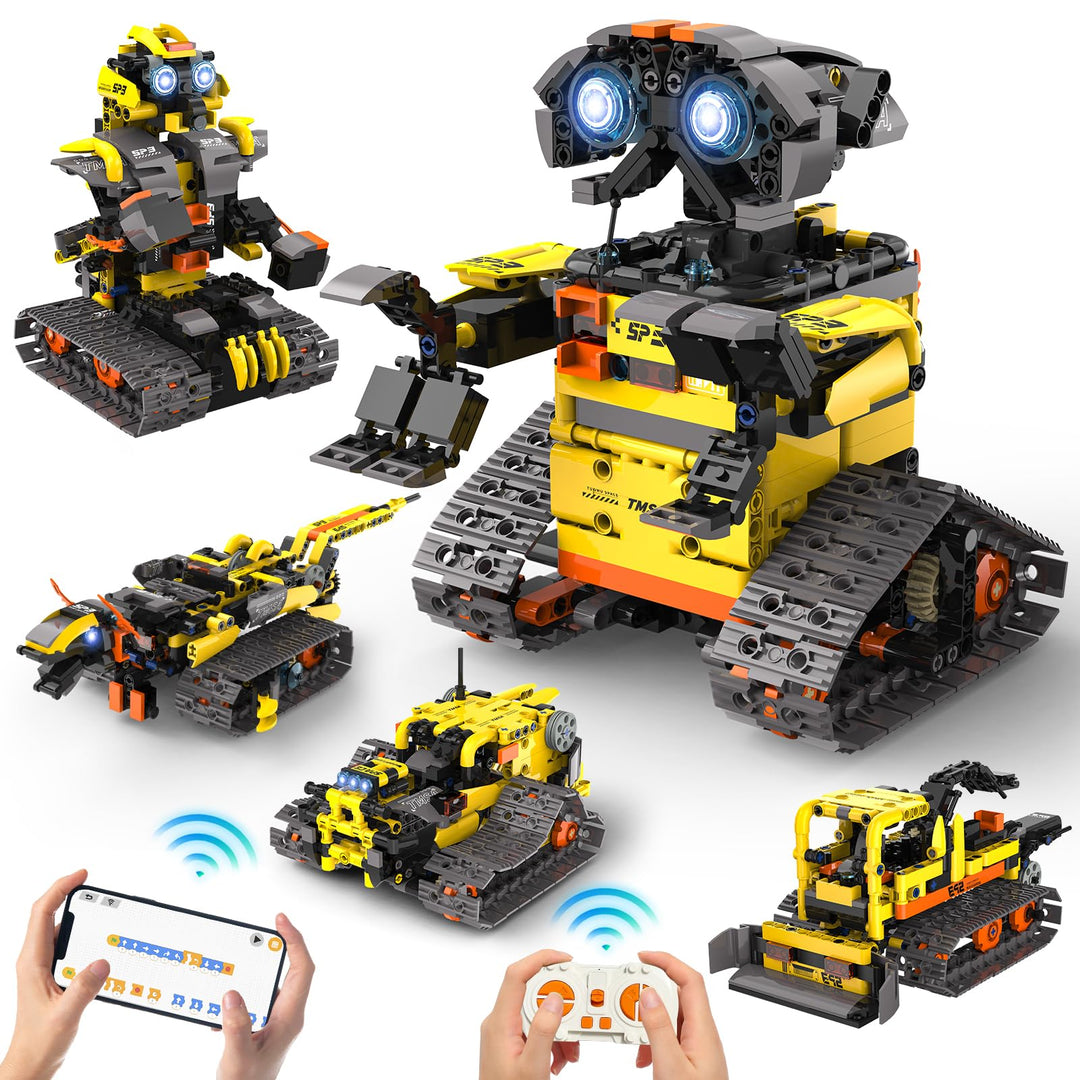 Technic Roboter Bauspielzeug Bausatz, 688PCS 5-IN-1 RC Roboter und Auto, Ferngesteuert und App Robot