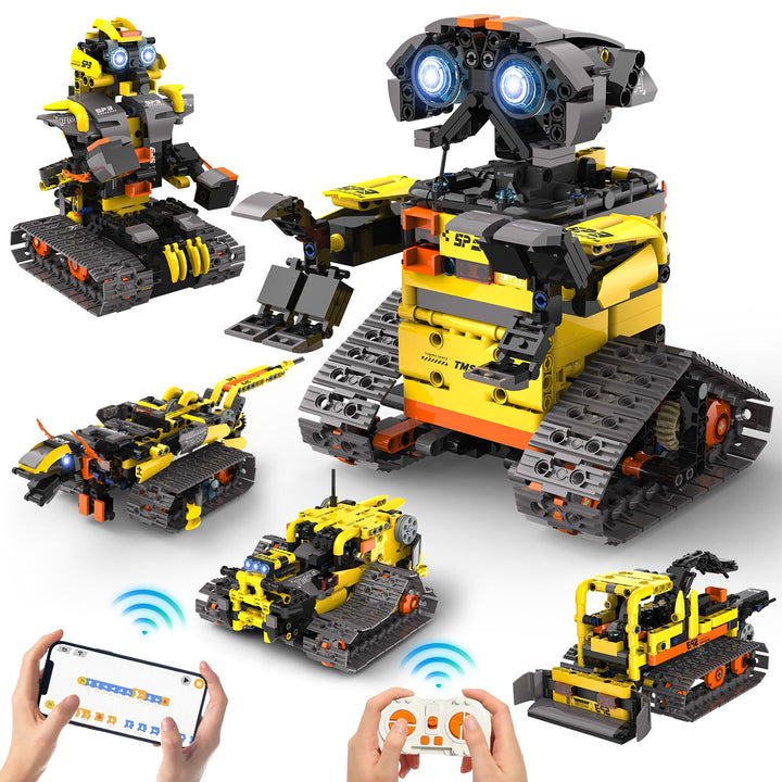 Technic Roboter Bauspielzeug Bausatz, 688PCS 5-IN-1 RC Roboter und Auto, Ferngesteuert und App Robot