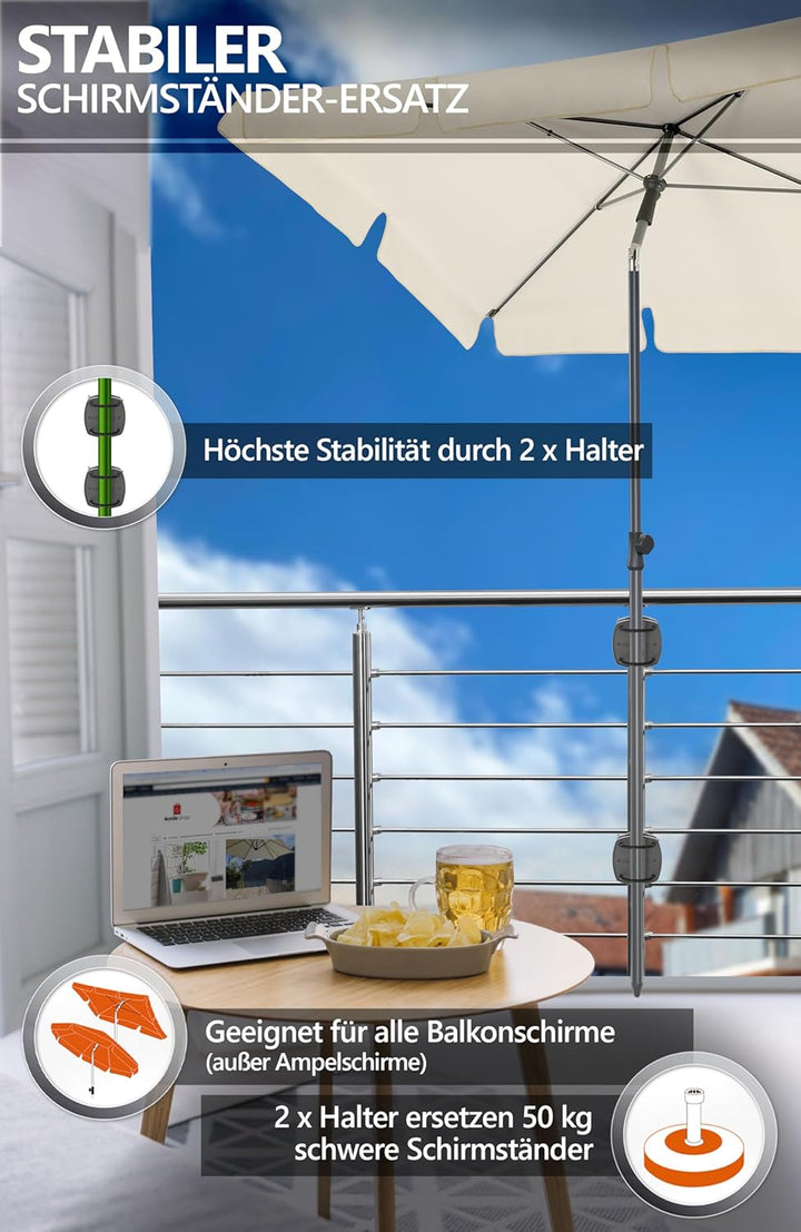 4smile Sonnenschirm Balkon SunnyShade - Sonnenschutz Balkon 4-in-1 SET, Beige - Sonnenschirm rechtec