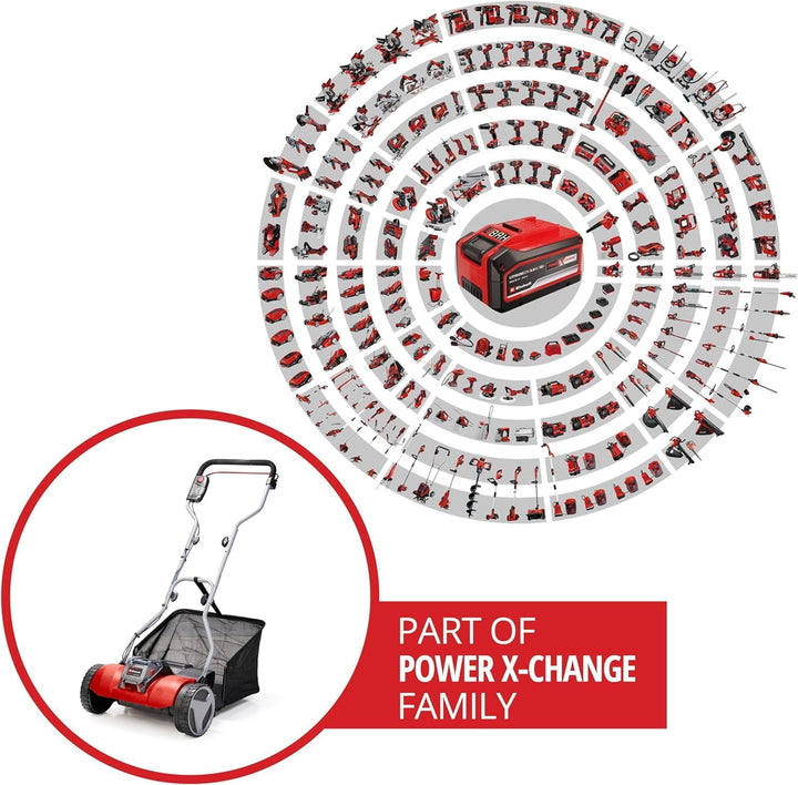 Einhell Akku-Rasenmäher GE-HM 18/38 Li - Solo Power X-Change (Li-ion, 18V, kugelgelagerte Mähspindel