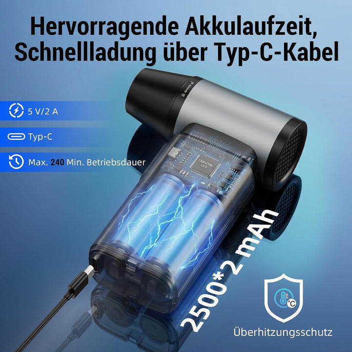 Druckluft-Duster, 110,000 RPM Super Power Electric Air Duster für PC-Tastatur, 5-Gang-Turbolüfter, w