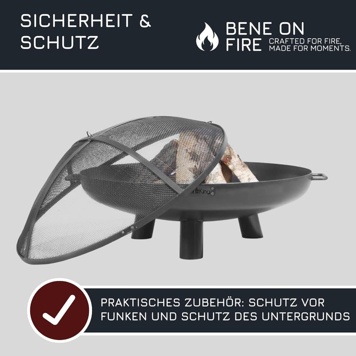 BENE ON FIRE Funkenfang Ø 59 cm rund | Stabiler Funkenschutz für Feuerschale und Feuertopf | schwarz
