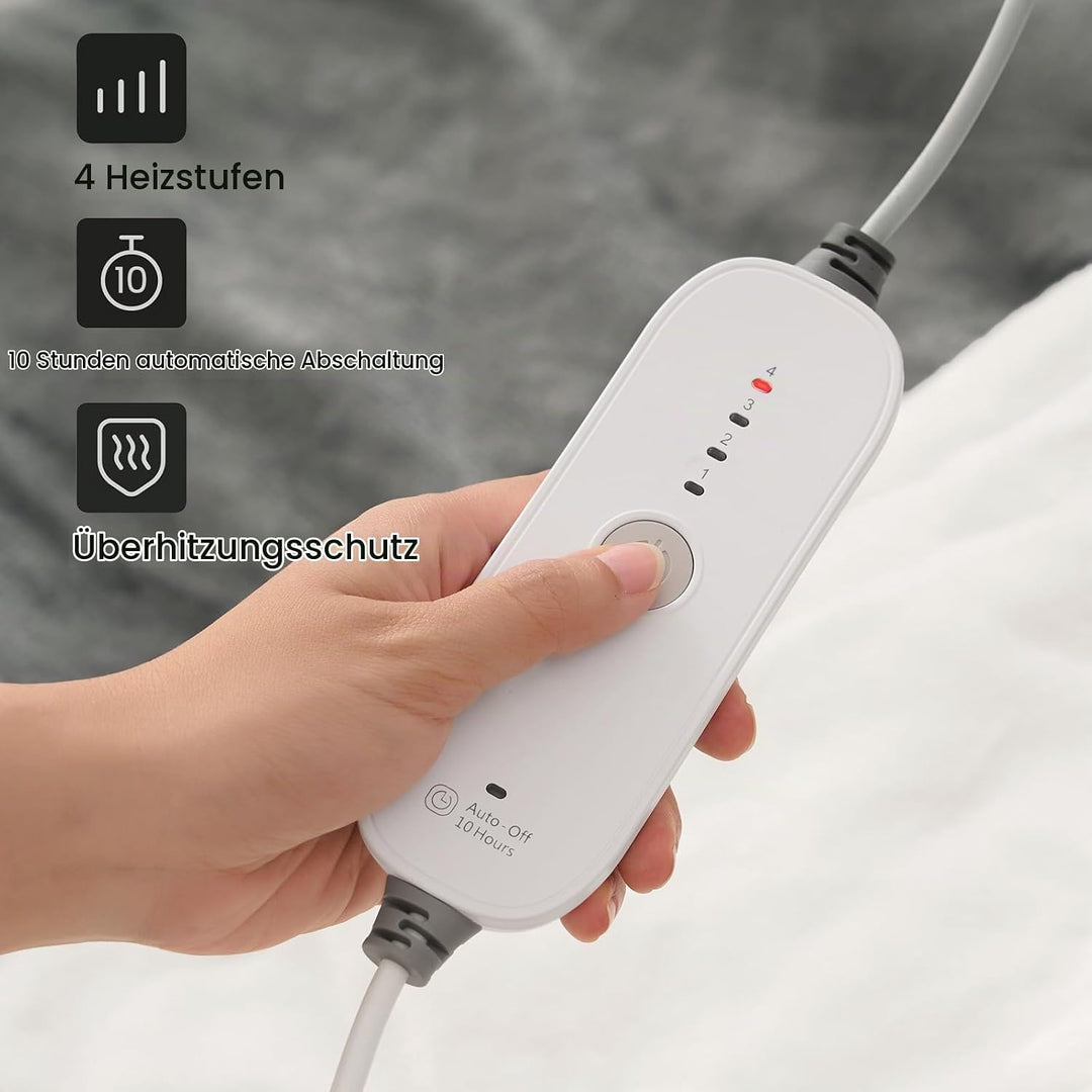 CURECURE Heizdecke 180 x 130 cm Wärmedecke Elektrisch fürs Bett mit Abschaltautomatik Überhitzungssc