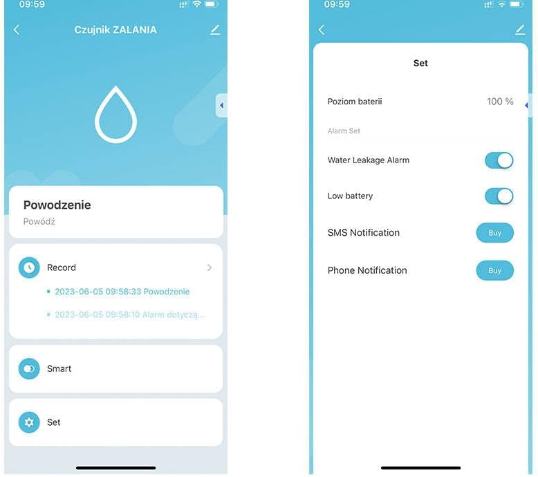 Sone Smart One Wasseralarmsensor mit WiFi, Batteriebetrieb, Smart Life/Tuya App kompatibel mit Alexa