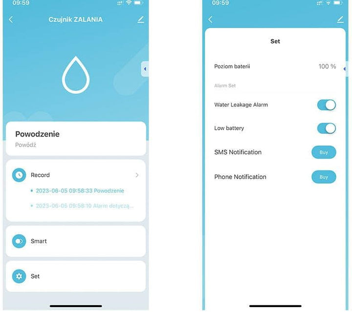 Sone Smart One Wasseralarmsensor mit WiFi, Batteriebetrieb, Smart Life/Tuya App kompatibel mit Alexa