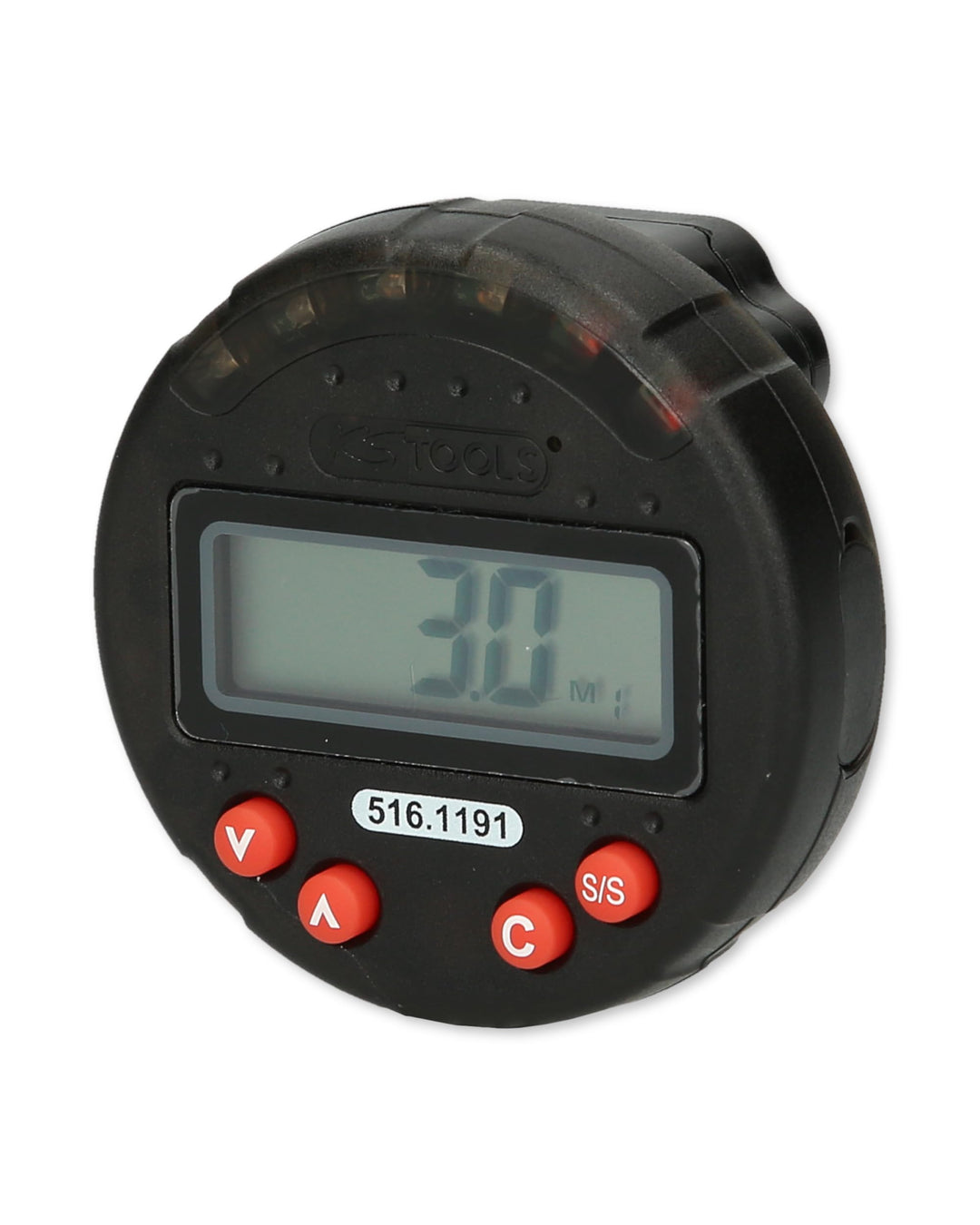 KS Tools Digitaler Drehwinkelmesser mit Magnet Ø 55,0 mm 516.1191 I Mit LED-Anzeige I Winkel Messger