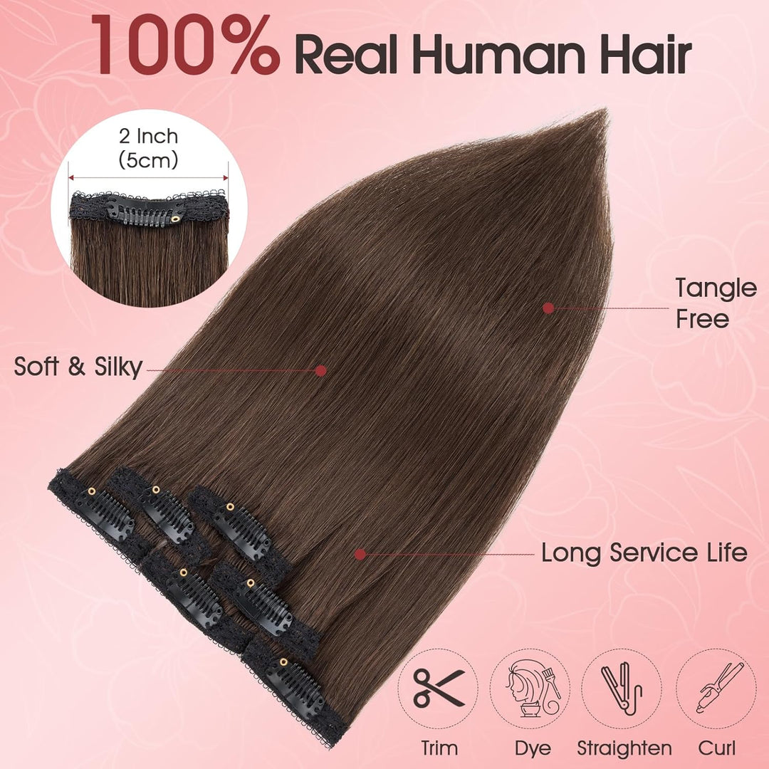 S-noilite Clip in Extensions Echthaar 6 Stück Balayage Haarverlängerung Echthaar Highlights für Frau