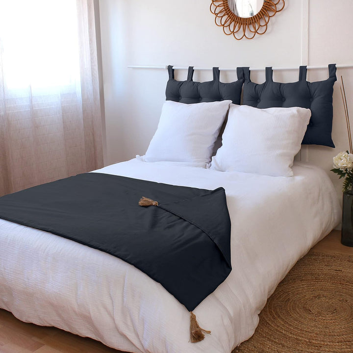 Enjoy Home Kopfteil Stoff 70 x 9 x 45 cm, Dunkelgrau, 9 X 45 CM, Dunkelgrau