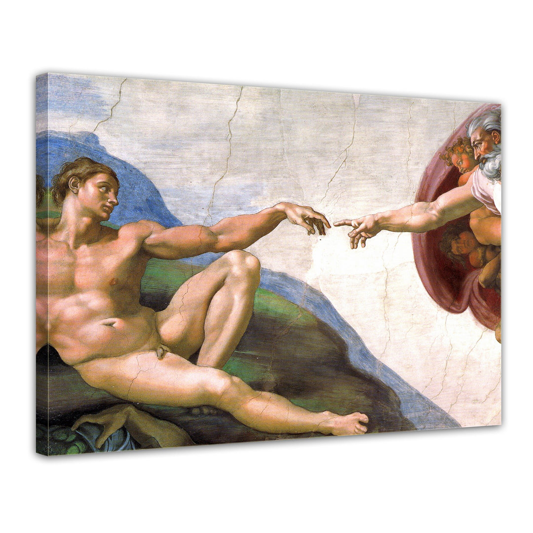 Bilderdepot24 Bild auf Leinwand | Michelangelo Die Erschaffung Adams in 60x50 cm als Wandbild | Wand