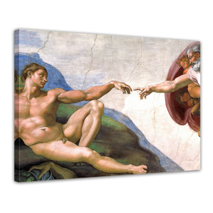Bilderdepot24 Bild auf Leinwand | Michelangelo Die Erschaffung Adams in 60x50 cm als Wandbild | Wand