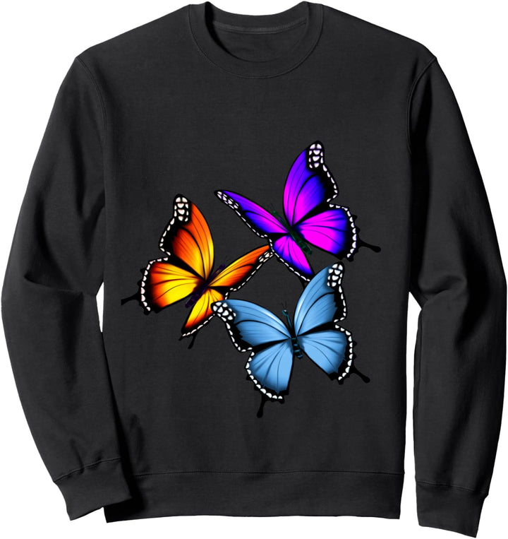 Blau lila und Orange Schmetterlinge Sweatshirt