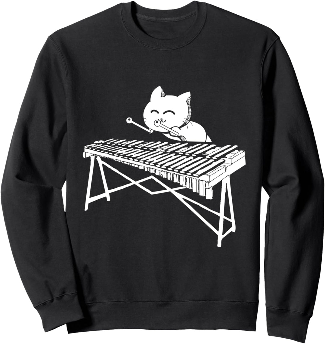 Katze spielt Xylophon Schlagzeug Musikinstrument Sweatshirt