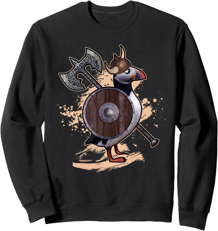 Island Papageientaucher Skandinavien Urlaub Vikinger Helm Sweatshirt