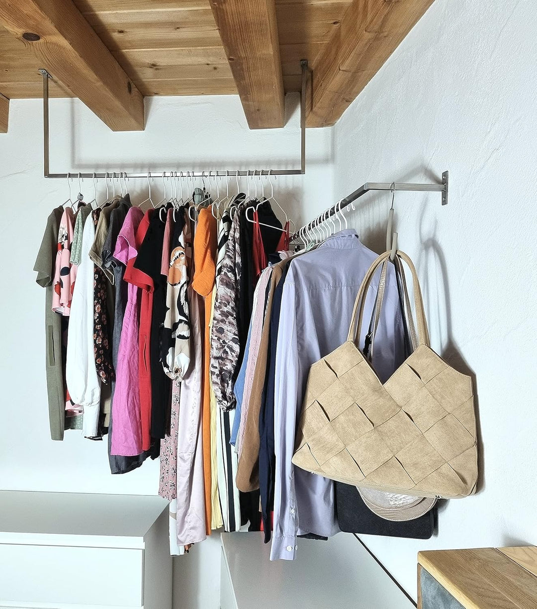 Kleiderstange U-Form zur Deckenmontage – Edelstahlstange für offenen Kleiderschrank & Garderobe | Mo