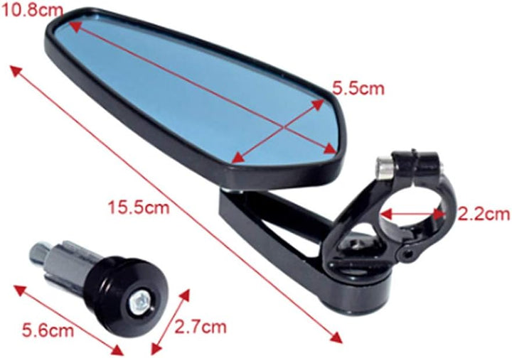 Sport Racing Spiegel 22mm Lenker Spiegel, 2 Stück 7/8in Lenkerende Rückspiegel Anti Blendungen 180 G