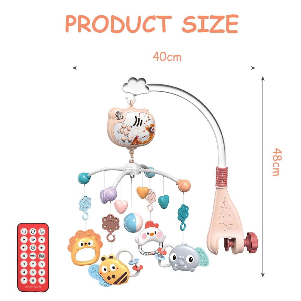 Aolso Babybett-Spielzeug, Mobile für Babybett, Baby Einschlafhilfe Musikspielzeug mit süssen Tieren,