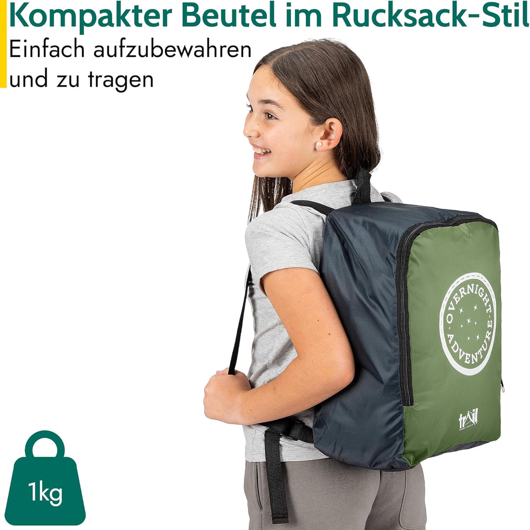 Trail Schlafsack Kinder Mumienschlafsack als Schlafsack 3 Jahreszeiten für Camping – 300gsm – für Ju