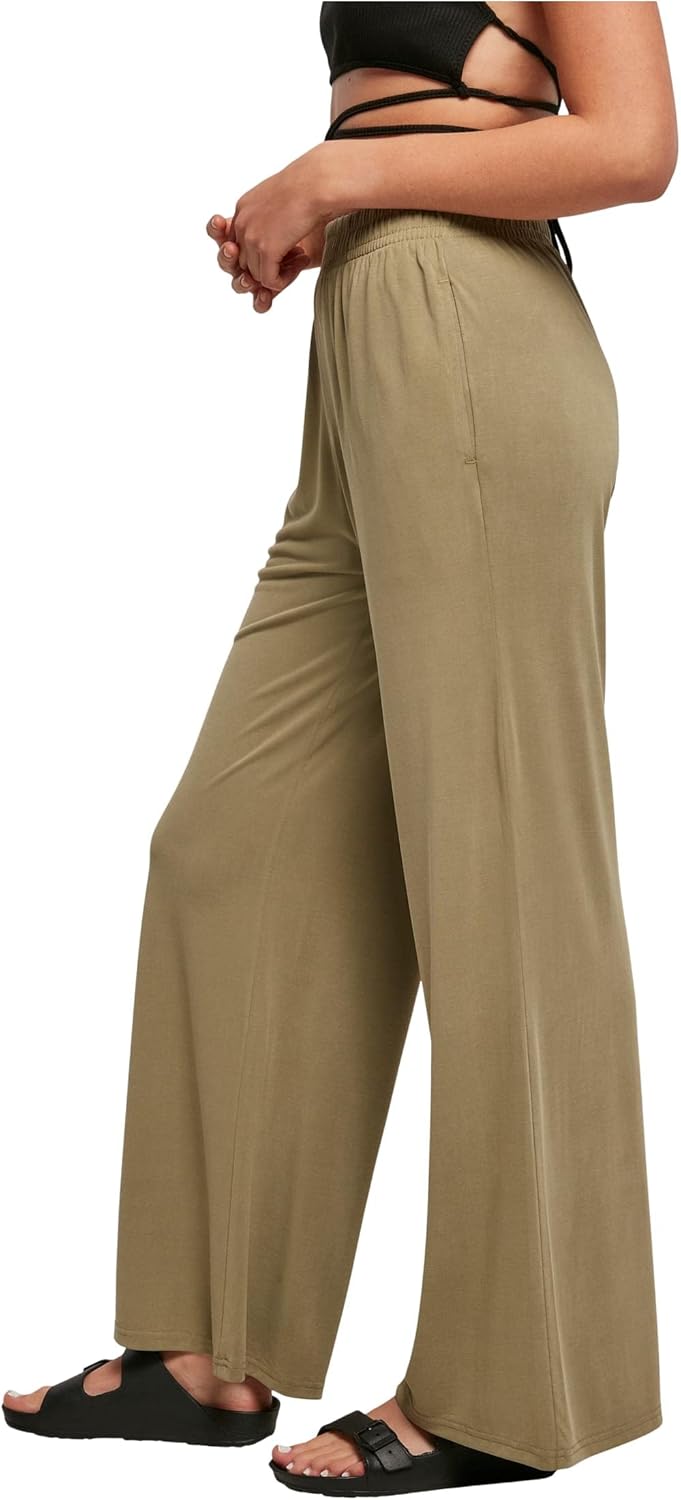Urban Classics Damen Ladies Modal Wide Leg Pants, Khaki