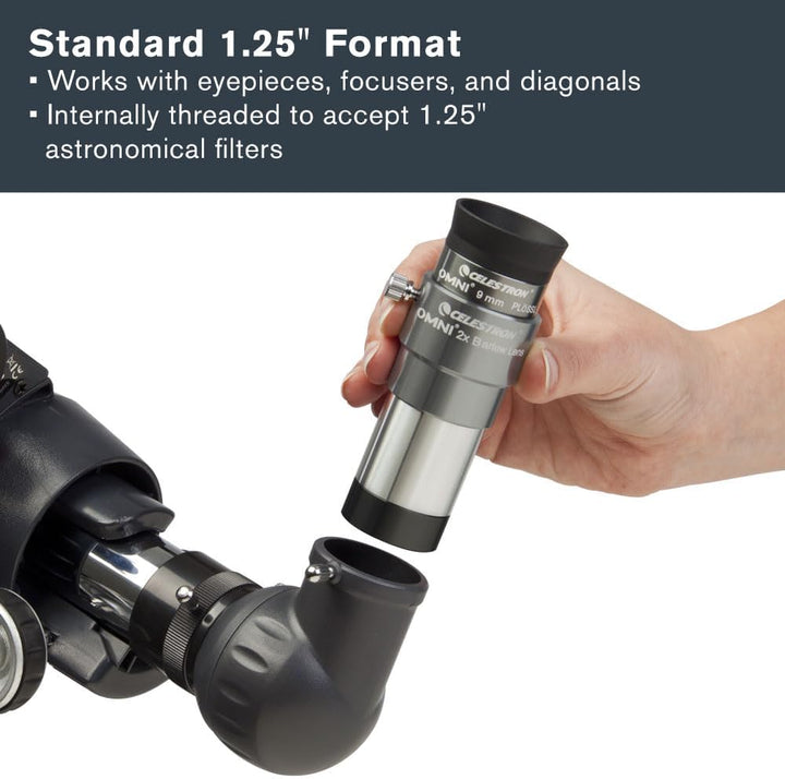 Celestron 93326 2 x 1,25'' Omni Barlowlinse Silber Single, Single